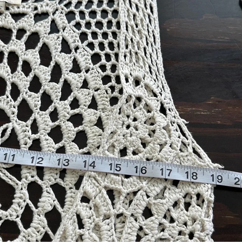 Umgee Crochet Fringe Ivory cardigan sweater size L - Picture 9 of 11
